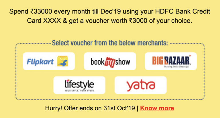 HDFC Diwali Spend based Offer: Get Vouchers worth Upto Rs.5000 – CardExpert