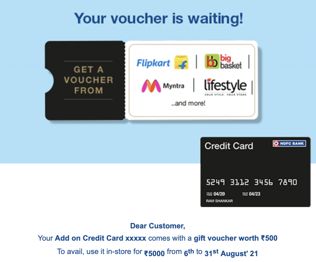 Hdfc Credit Card Spend Based Offer July Aug 2021 Targeted Cardexpert 5268